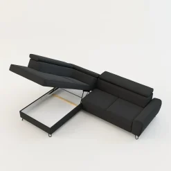 Softi Narożnik z regulowanymi zagłówkami ciemnoszary IDYLLA prawy