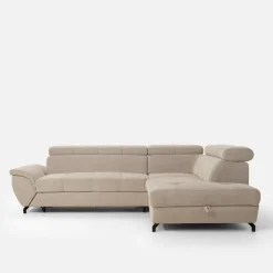 Narożniki|Instilo Narożnik z regulowanymi zagłówkami beżowy LARA lewy