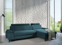 Narożniki| Narożnik z regulowanymi zagłówkami turkus LUGANO prawy