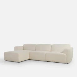 inny Narożnik z tkaniną bouclé jasnobeżowy CAMELLIA lewy