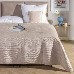 Koce I Narzuty| Narzuta na łóżko beżowa NEW WAVE 220x240 cm