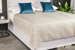 Koce I Narzuty| Narzuta na łóżko beżowa NICEA 200x220 cm