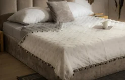 Koce I Narzuty|Estetica Narzuta na łóżko biało-czarna FRINGLE 220x200 cm