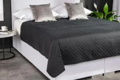 Koce I Narzuty| Narzuta na łóżko czarna NICEA 200x220 cm