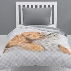 Narzuta na łóżko dwustronna młodzieżowa PIES&KOT 170x210 cm