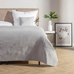 inny Narzuta na łóżko jasnoszara TOSCA 220x240 cm