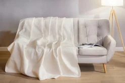 Estetica Narzuta na łóżko pikowana w liście ecru FERN 220x240 cm