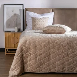 inny Narzuta na łóżko z poszewkami beżowa MAROKO 200x220 cm