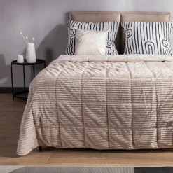 Koce I Narzuty| Narzuta sztruksowa kremowa SALSA 180x200 cm