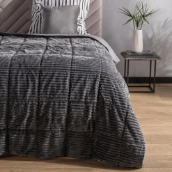 Narzuta sztruksowa szara SALSA 220x200 cm