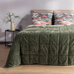 Koce I Narzuty| Narzuta sztruksowa zielona SALSA 180x200 cm