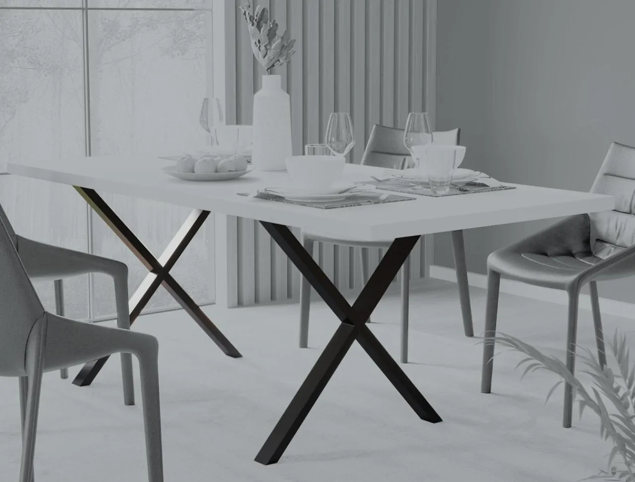 Stoły|FORTE Nogi metalowe typu X do stołu MODUL