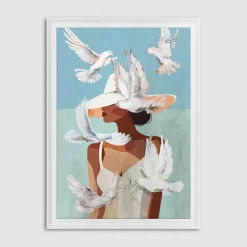 inny Obraz w białej ramie LADY DOVES 70x100 cm