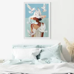 inny Obraz w białej ramie LADY DOVES 70x100 cm