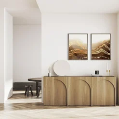 Obrazy I Dekoracje Ścienne|inny Obraz w brązowej ramie BROWN WAVES II 50x70 cm