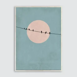 Obrazy I Dekoracje Ścienne|inny Obraz w brązowej ramie MOON BIRDS 70x100 cm