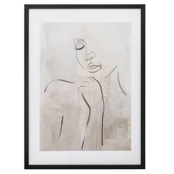Obraz w czarnej ramie twarz GREY LINEAR 50x70 cm