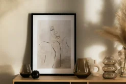 Obraz w czarnej ramie twarz GREY LINEAR 50x70 cm