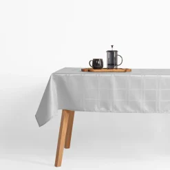 inny Obrus żakardowy w kratę jasnoszary CASCADE 140x280 cm