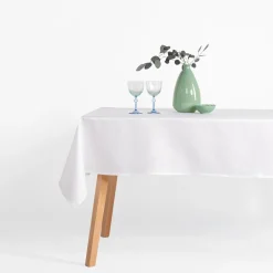 inny Obrus żakardowy w listki biały ACACIA 140x300 cm