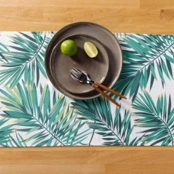 Obrusy, Serwetki I Bieżniki|Obrusy, Serwetki I Bieżniki|inny Obrus biały w zielone liście GARDENA 40x120 cm