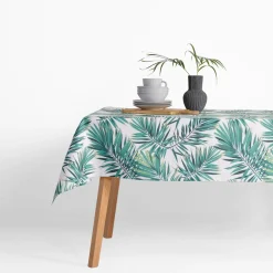 inny Obrus biały w zielone liście GARDENA 110x160 cm