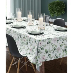 Obrus plamoodporny w zielone kwiaty 140x280 cm
