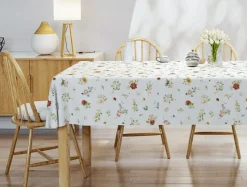 Obrus w kwiaty wiosenny biały 140x200 cm