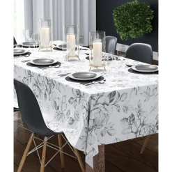 Obrusy, Serwetki I Bieżniki|Obrusy, Serwetki I Bieżniki| Obrus w szare kwiaty 140x220 cm