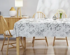 Obrus w szare kwiaty 140x280 cm