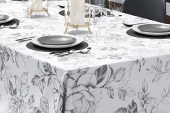 Obrus w szare kwiaty 140x280 cm