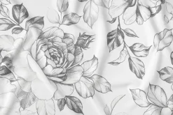 Obrus w szare kwiaty 140x280 cm