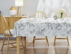Obrus w szare kwiaty 140x180 cm