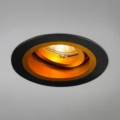 Spoty Wpuszczane|Zumaline Oprawa halogenowa oczko czarno-złota CHUCK DL ROUND