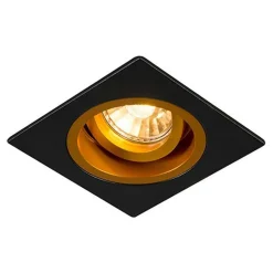 Spoty Wpuszczane|Zumaline Oprawa halogenowa wpuszczana czarno-złota CHUCK DL SQUARE
