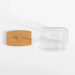 Akcesoria Łazienkowe|Akcesoria Łazienkowe|inny Organizer na patyczki kosmetyczne z bambusową pokrywką