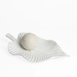 inny Patera dekoracyjna biała LIŚĆ 35 cm