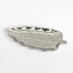 inny Patera dekoracyjna liść srebrna 30 cm