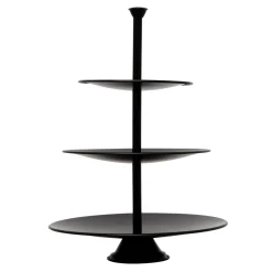 Patera piętrowa na ciasto i owoce 3 poziomy czarna 34 cm
