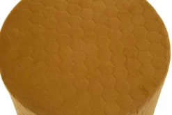 Pufy I Podnóżki| Pikowany puf musztardowy ANA PIK