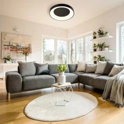 Plafony|Wszystkie Lampy Sufitowe|Zumaline Plafon czarny LED CAMERON 60 cm