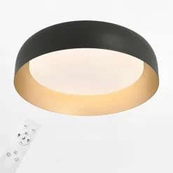 Plafony|Wszystkie Lampy Sufitowe|Paul Neuhaus Plafon LED czarno-złoty OSKO z pilotem fi 40 cm