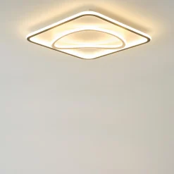 Zumaline Plafon LED kwadratowy czarno-złoty LENS 50x50 cm