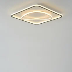 Zumaline Plafon LED kwadratowy czarno-złoty LENS 50x50 cm