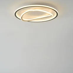 Zumaline Plafon LED okrągły czarno-złoty LENS 50 cm