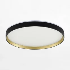 Zumaline Plafon LED okrągły czarno-złoty ORBITRAL z pilotem
