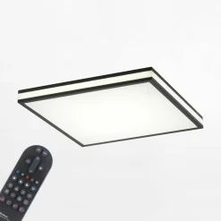 Paul Neuhaus Plafon LED RGB czarny MARIO z pilotem 46,5x46,5 cm