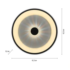 Paul Neuhaus Plafon LED 37W czarny VERTIGO z pilotem fi 61,5 cm