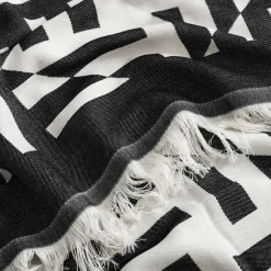 Ręczniki|Ręczniki|Texpol Pled z frędzlami czarny MIRROR 150x200 cm