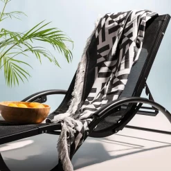 Ręczniki|Ręczniki|Texpol Pled z frędzlami czarny MIRROR 150x200 cm